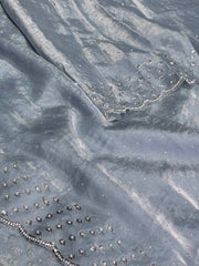 Dusty Blue Georgette saree
