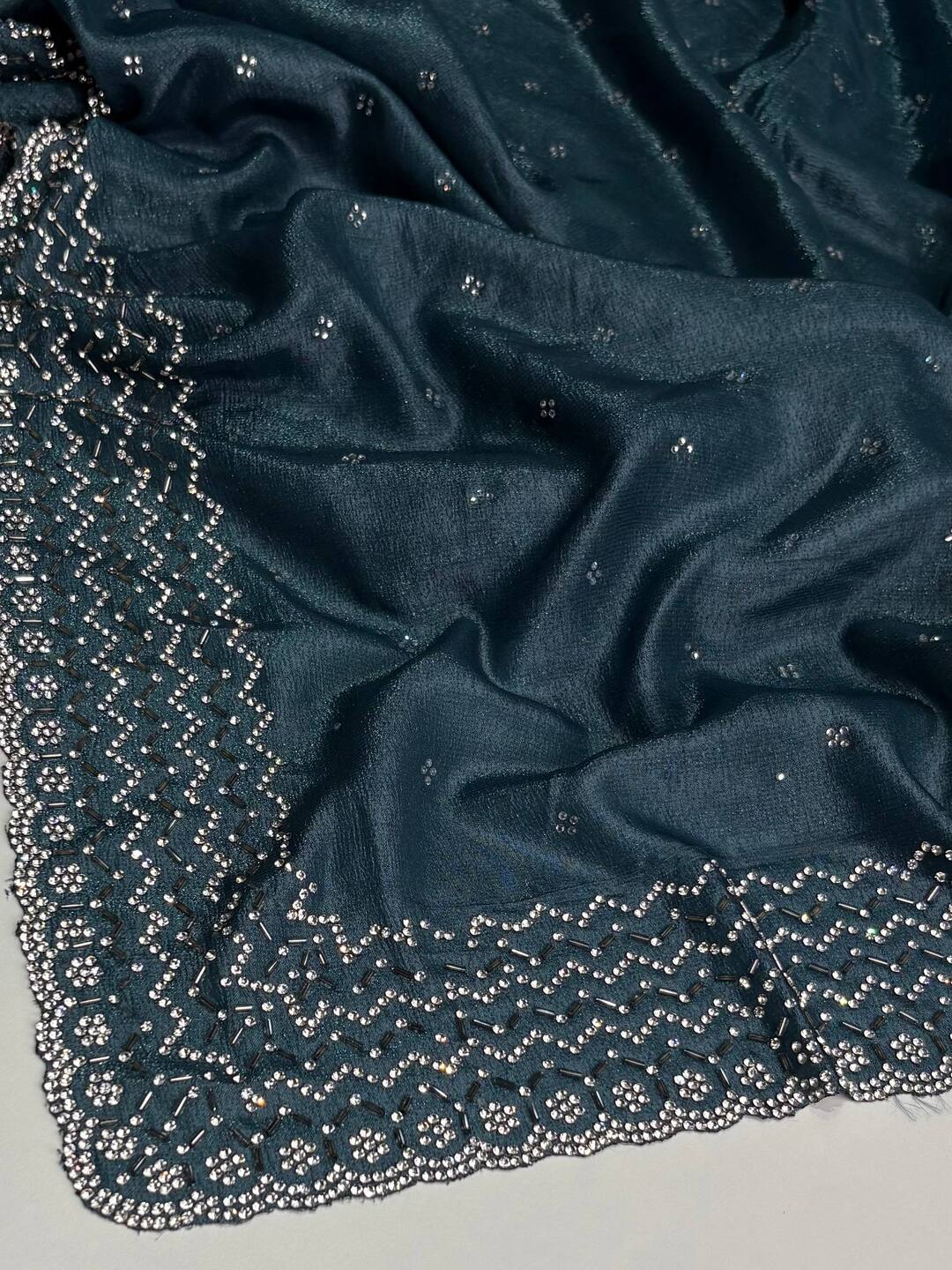 Teal Blue Georgette saree