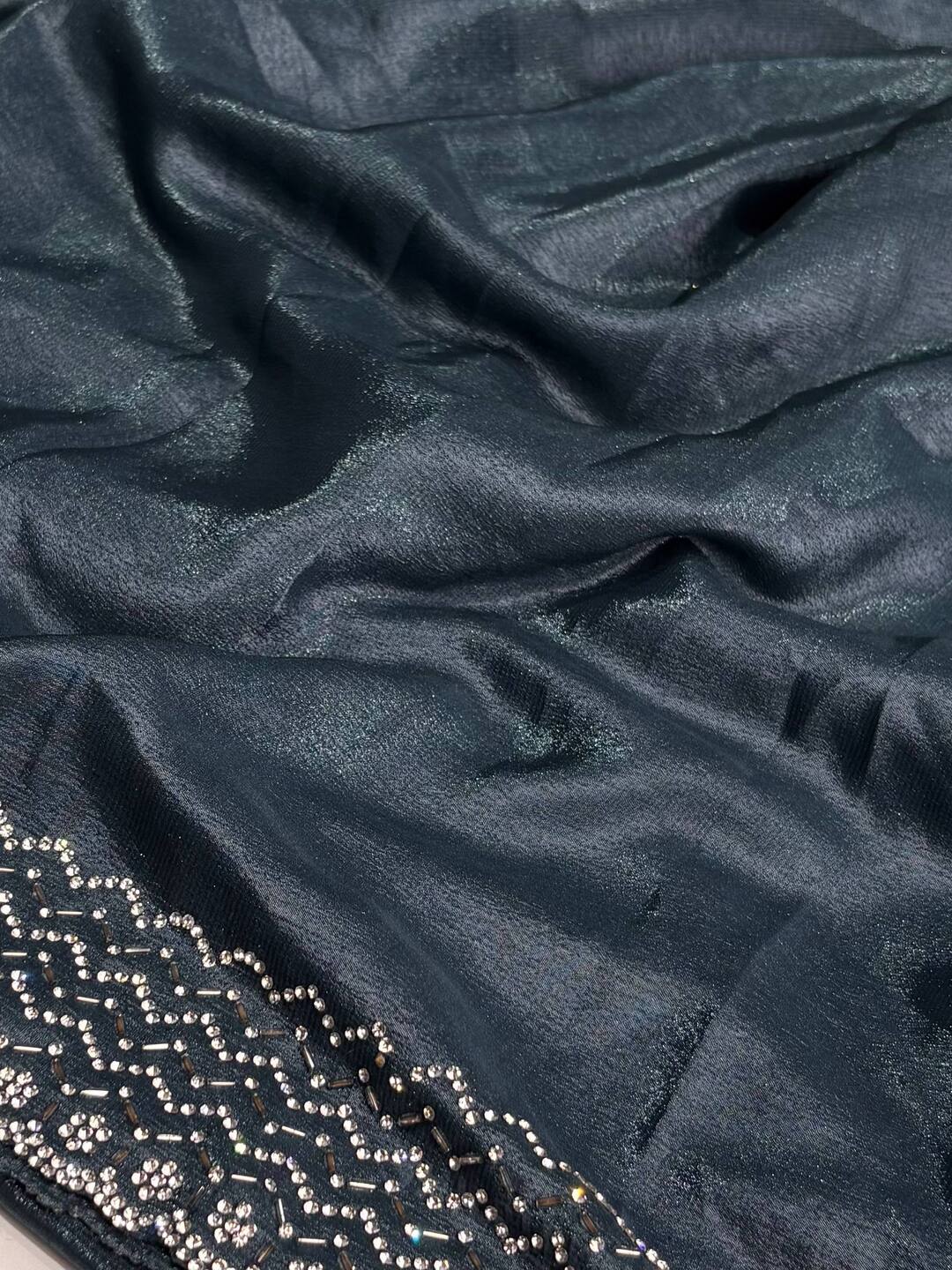 Teal Blue Georgette saree