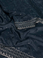 Teal Blue Georgette saree