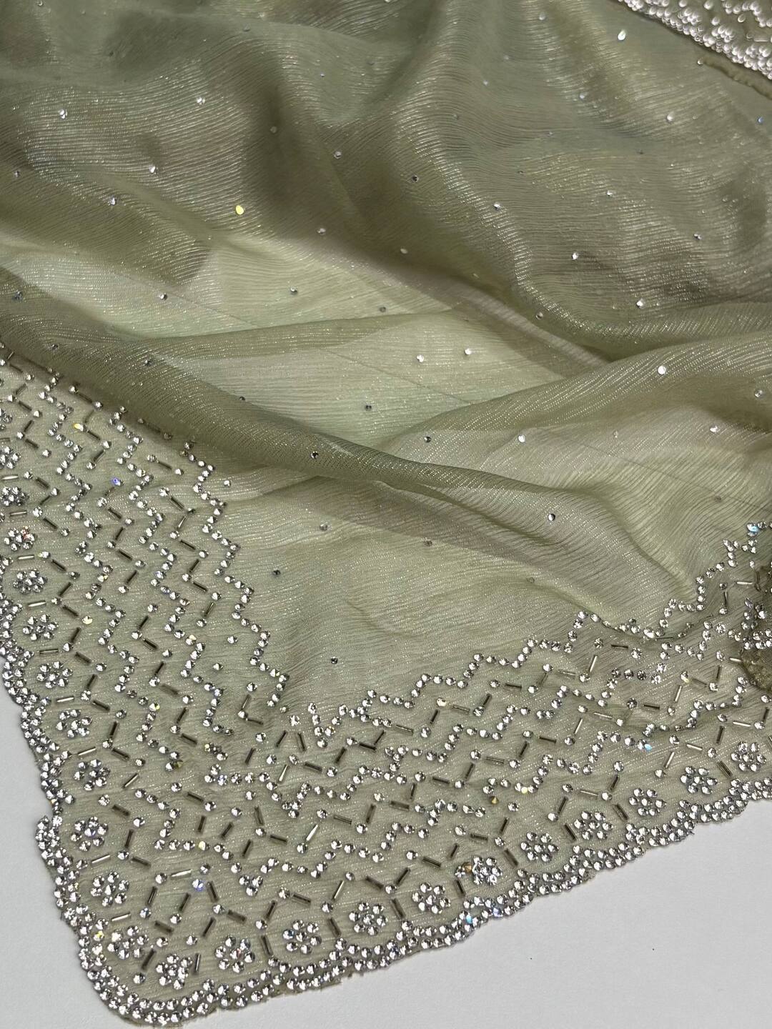 Sage Green Georgette saree