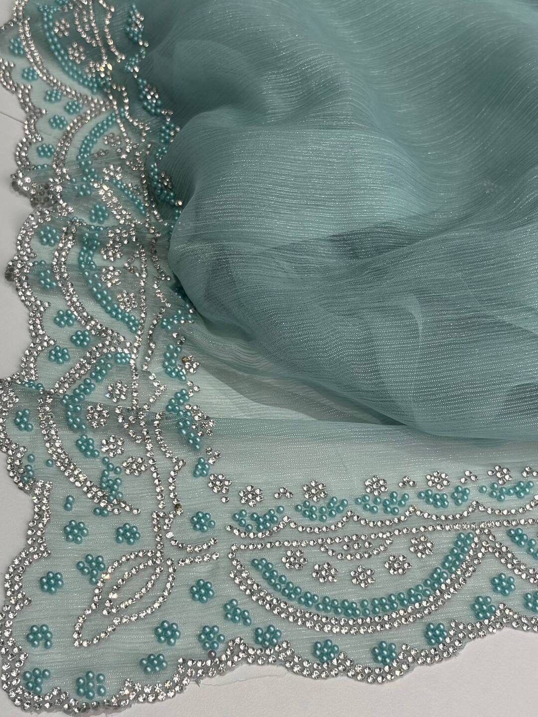 Pastel Blue Georgette saree