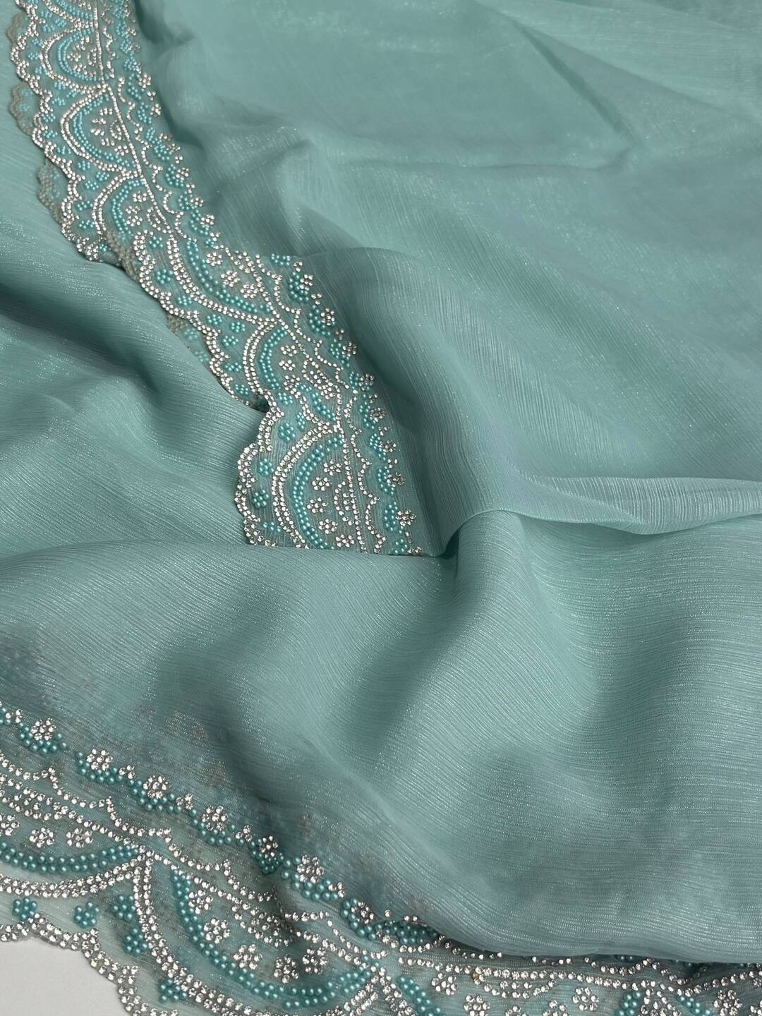 Pastel Blue Georgette saree