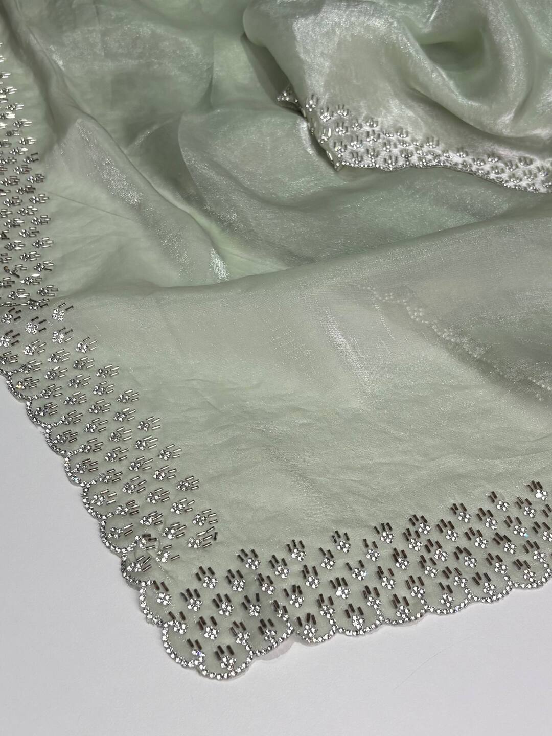 Pastel Green Georgette saree