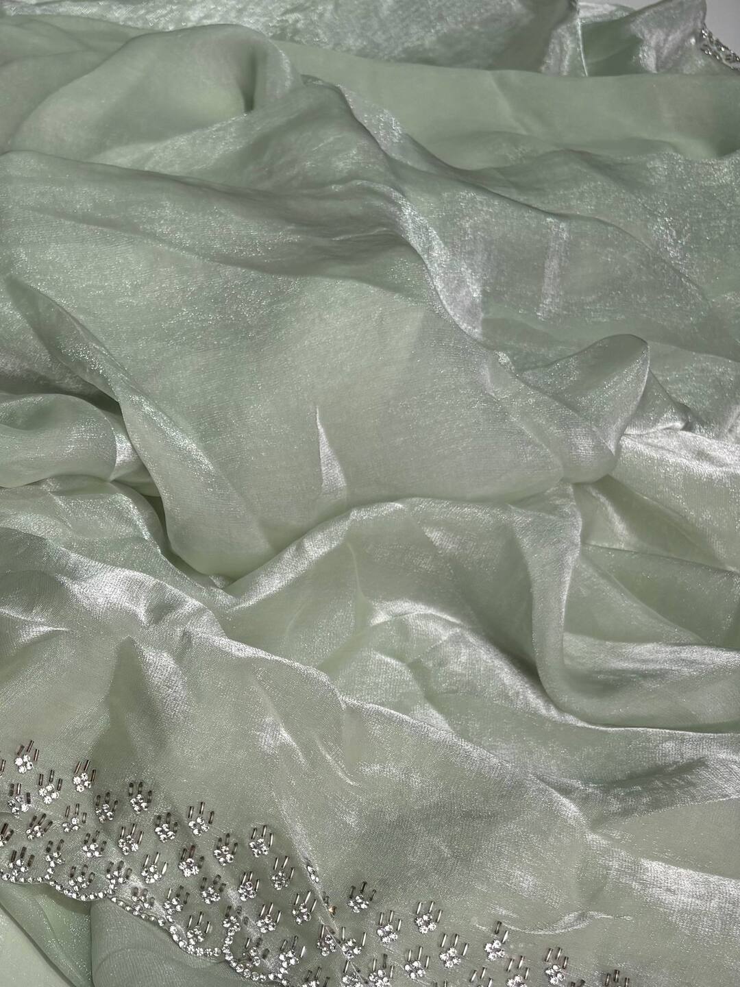Pastel Green Georgette saree
