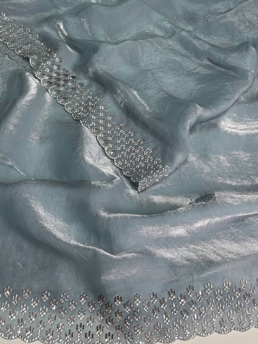 Pastel Blue Georgette saree