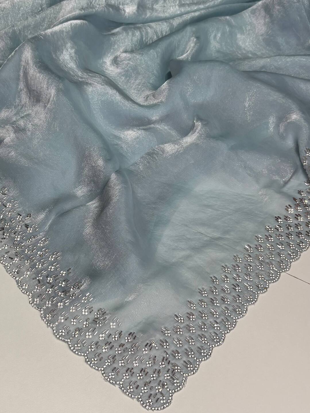 Pastel Blue Georgette saree