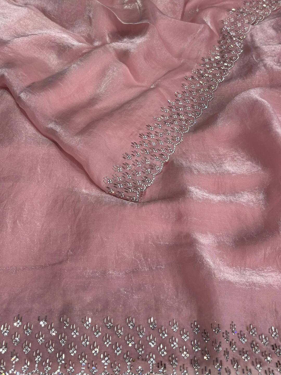 Pastel PInk Georgette saree