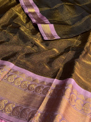 Golden Black Mangalagiri Silk Cotton Saree