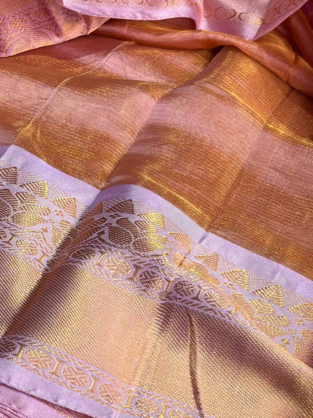 Golden Peach Mangalagiri Silk Cotton Saree
