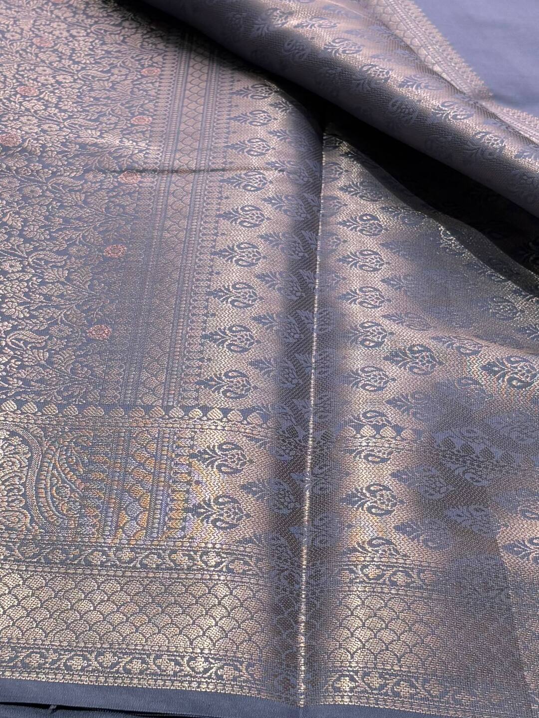 Grey Banaras Tissue Cotton Silk Saree