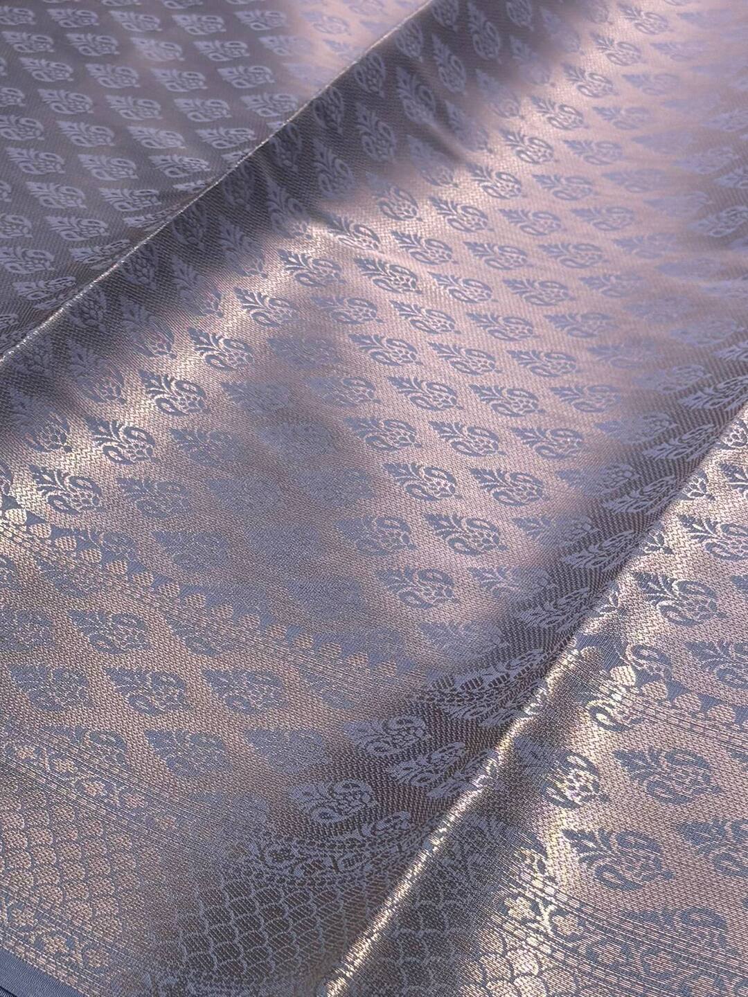Grey Banaras Tissue Cotton Silk Saree