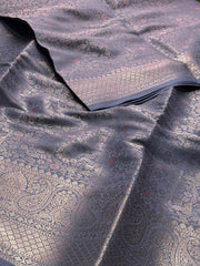 Grey Banaras Tissue Cotton Silk Saree