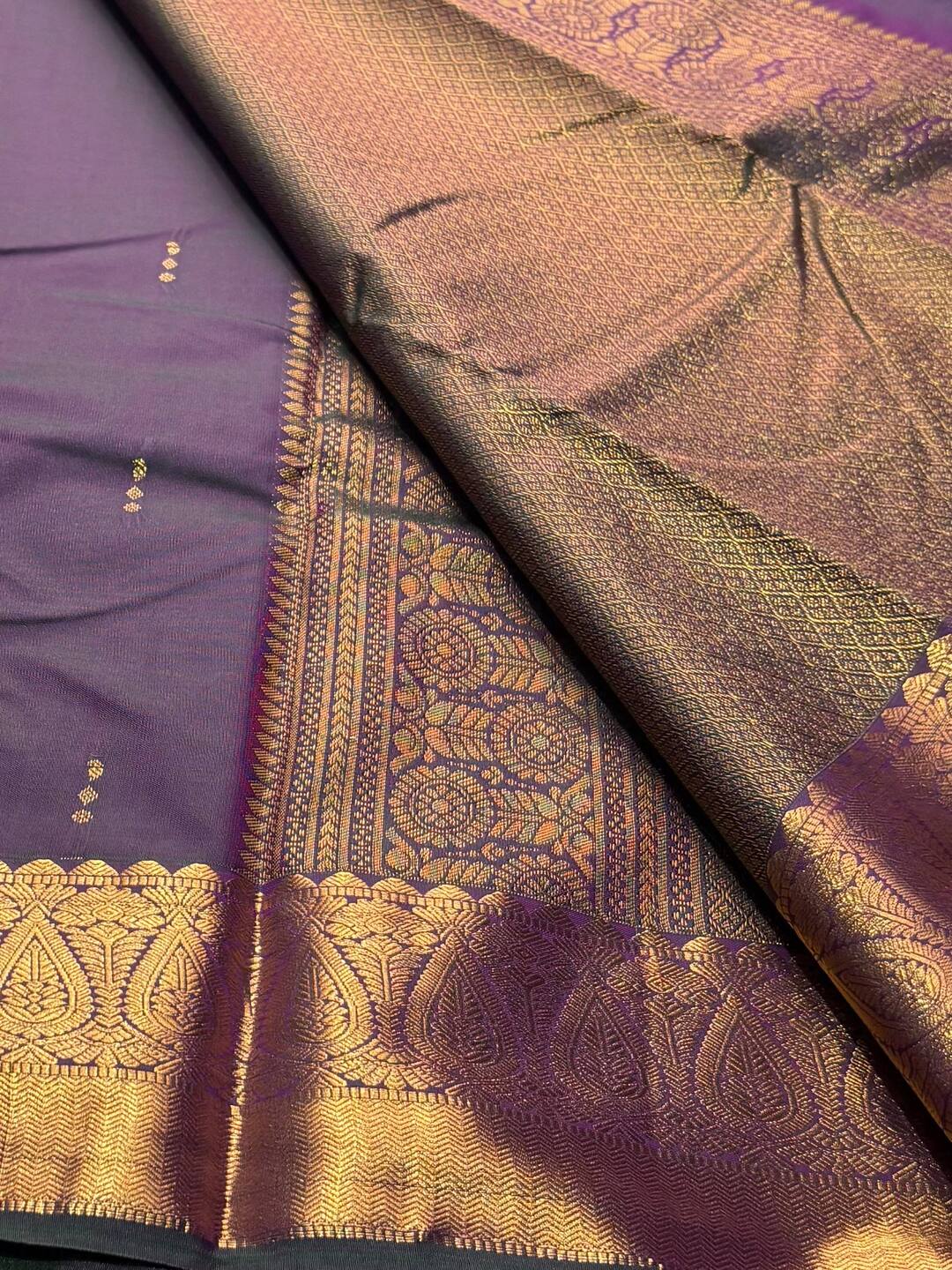 Dual Tone Purple Semi Kanchi Silk Saree