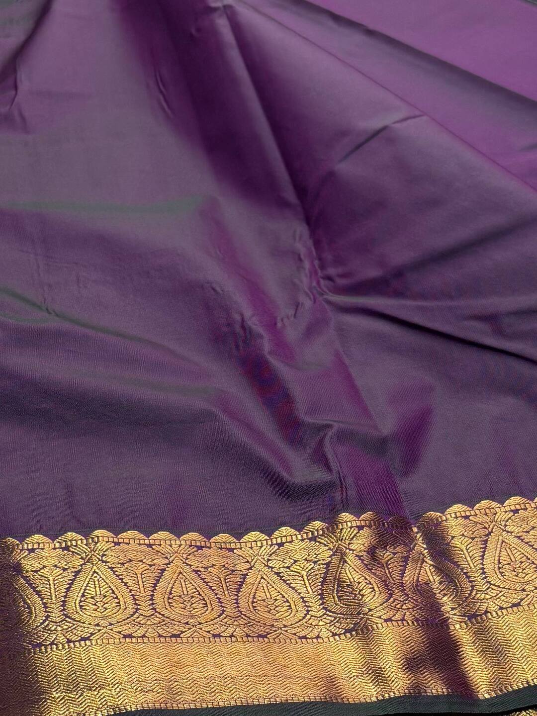 Dual Tone Purple Semi Kanchi Silk Saree