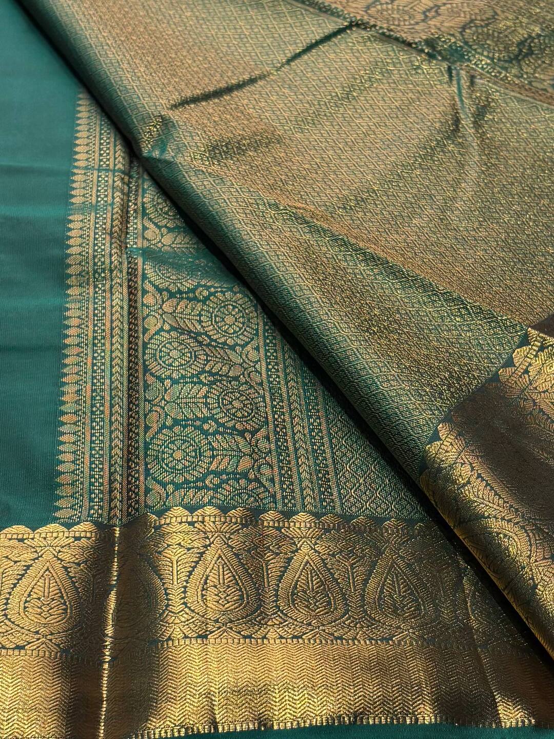 Forest Green Semi Kanchi Silk Saree