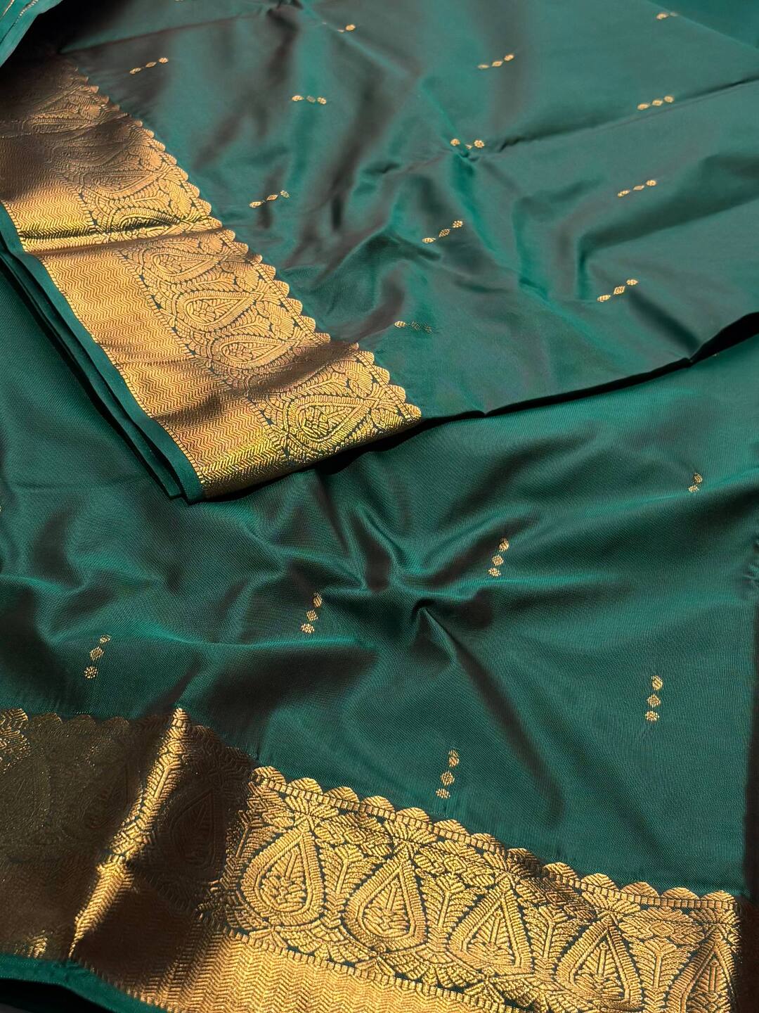 Forest Green Semi Kanchi Silk Saree