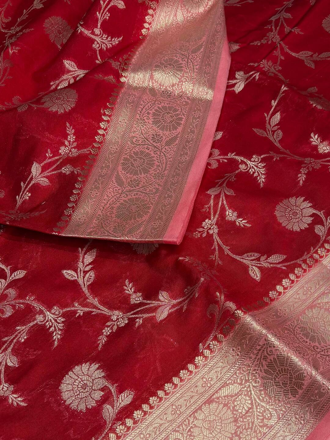 Red Banaras Cotton Silk Saree