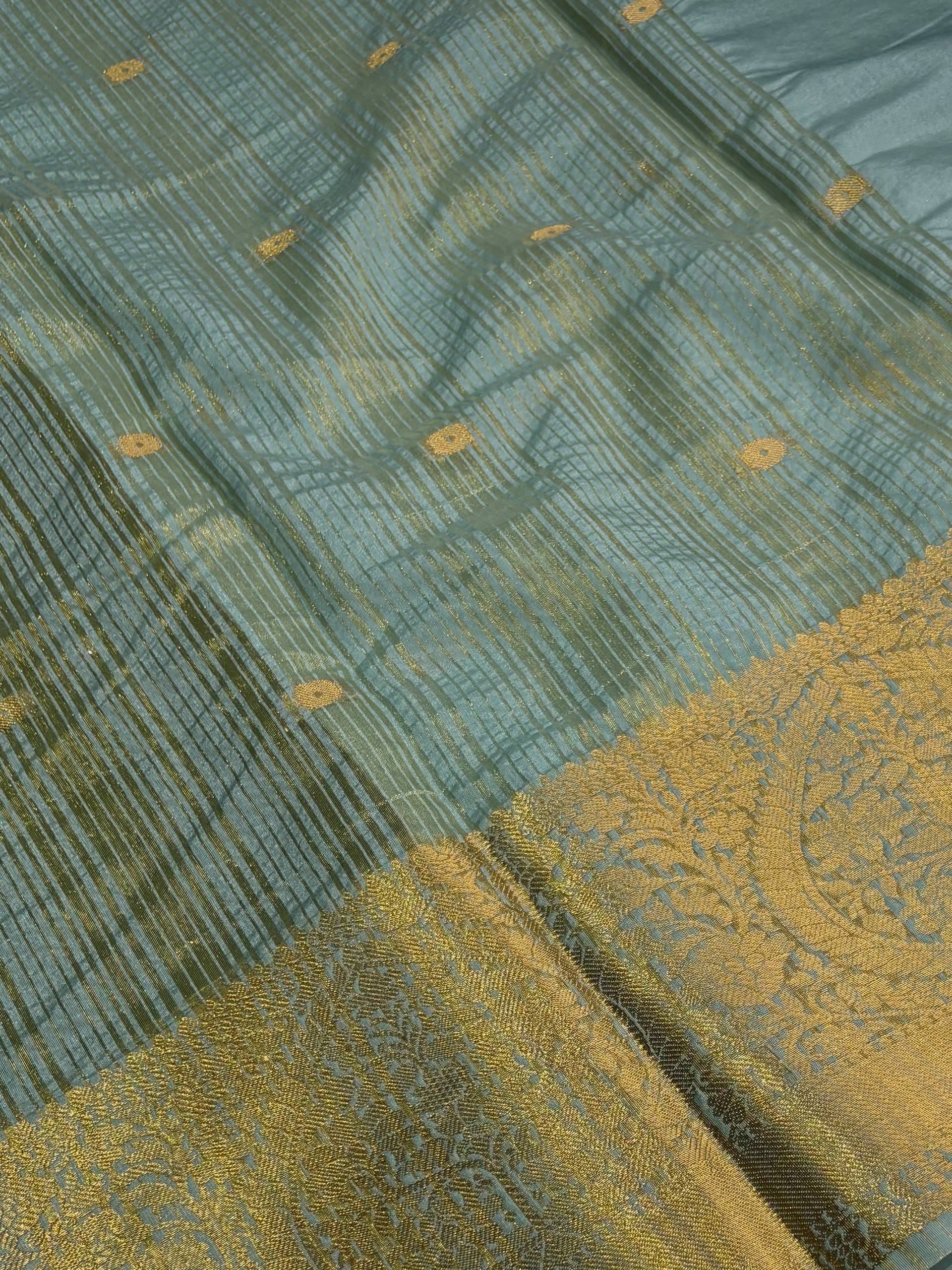 Green Banaras Cotton Silk Saree