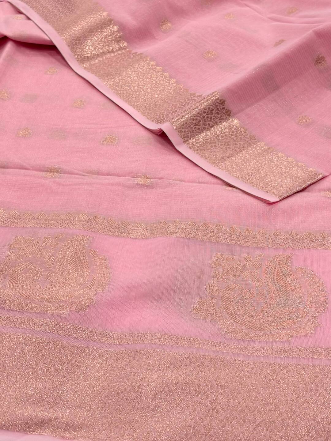 Baby Pink Soft Cotton Saree