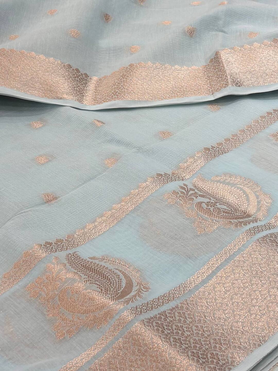 Pastel Blue Soft Cotton Saree