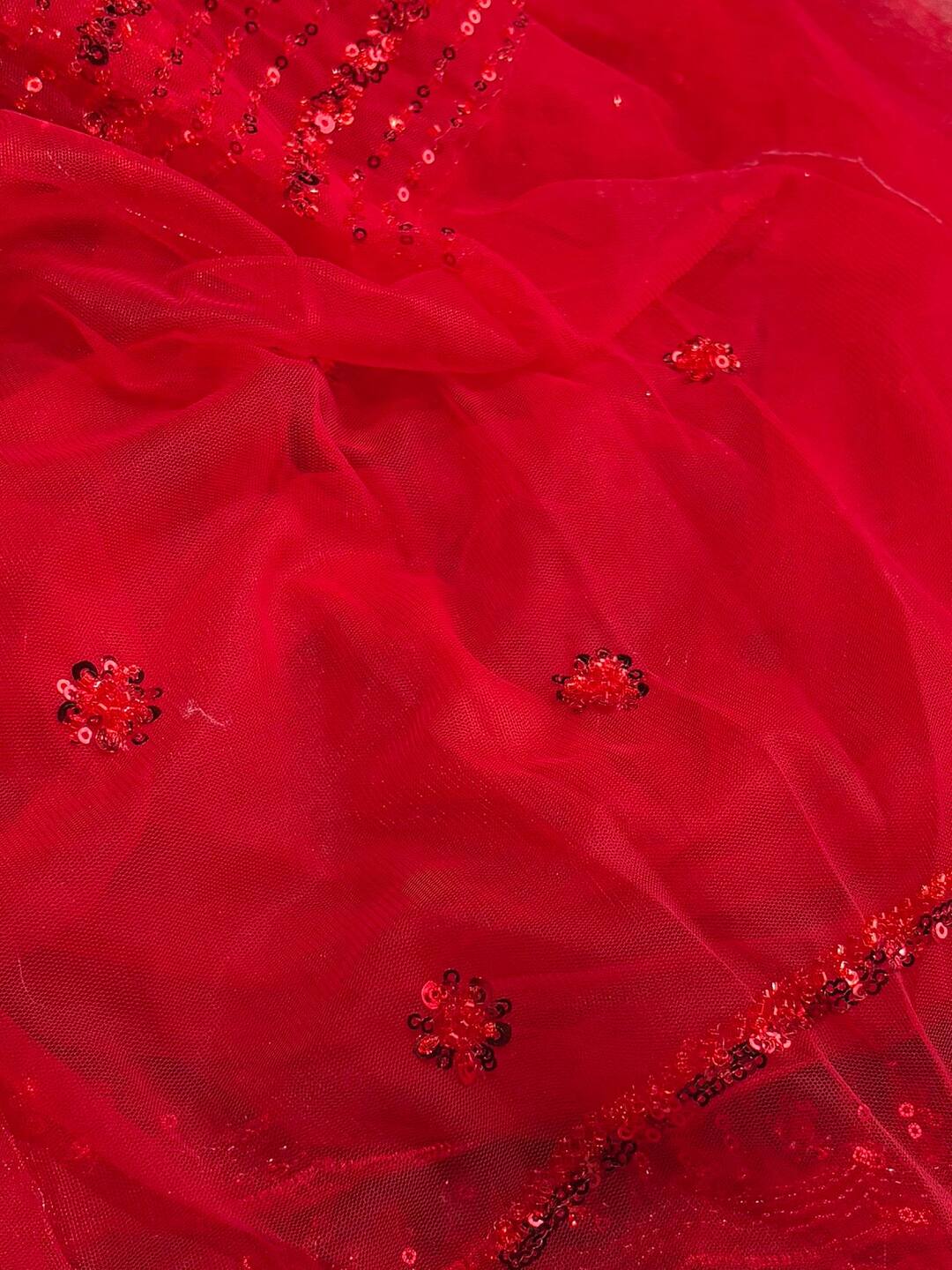 Chili Red Net Georgette Saree