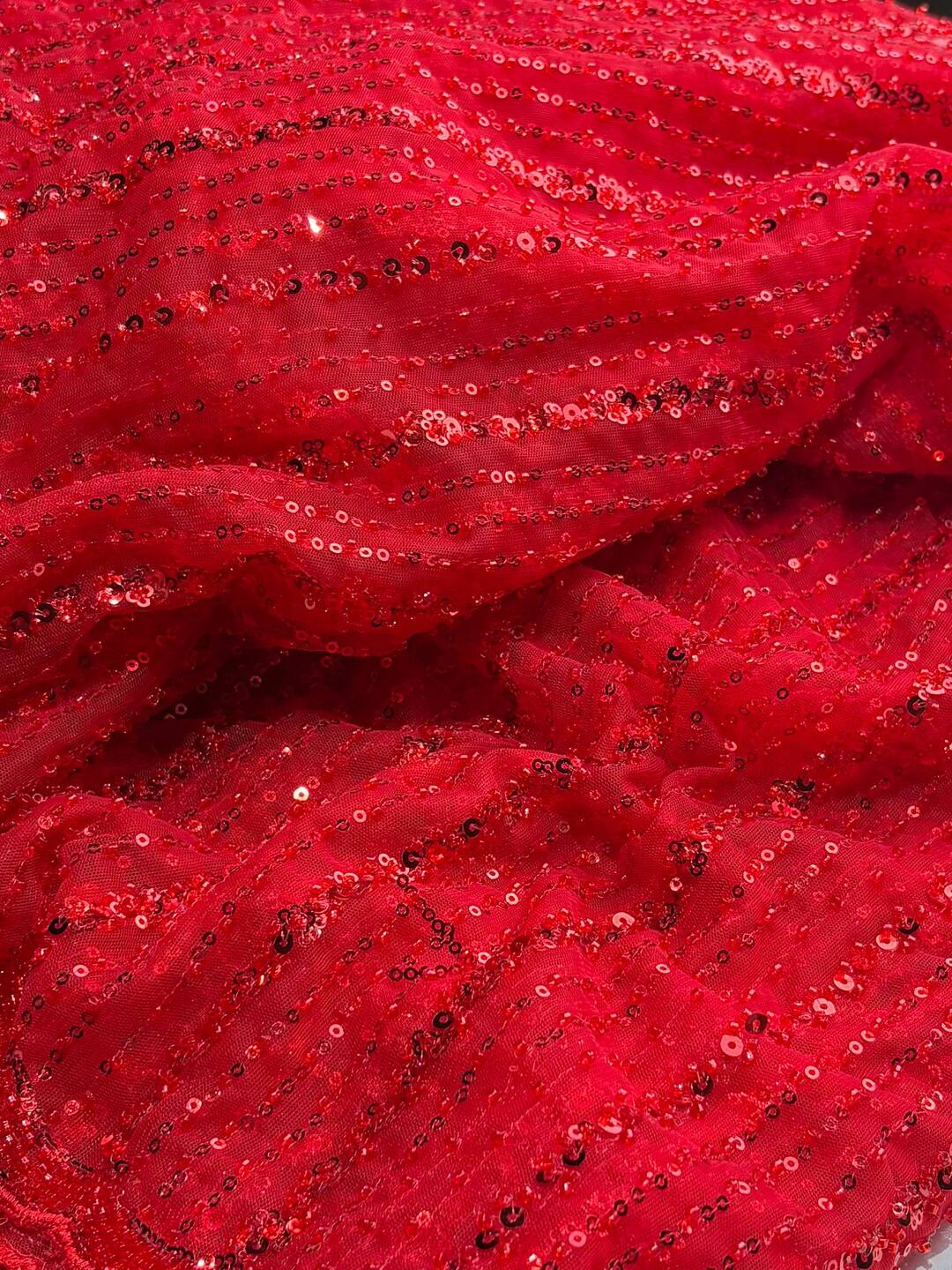Chili Red Net Georgette Saree