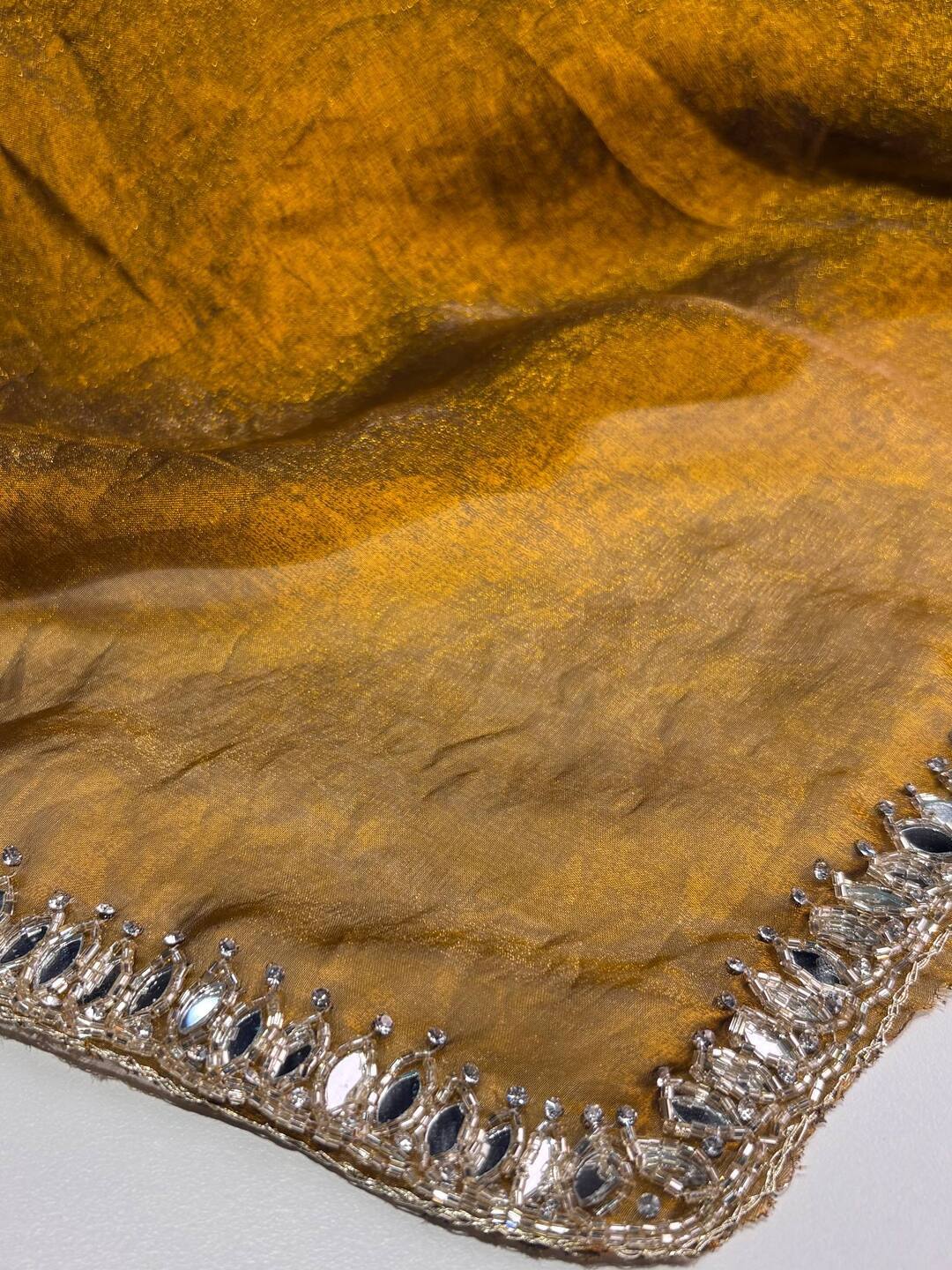 Golden Georgette Silk Saree
