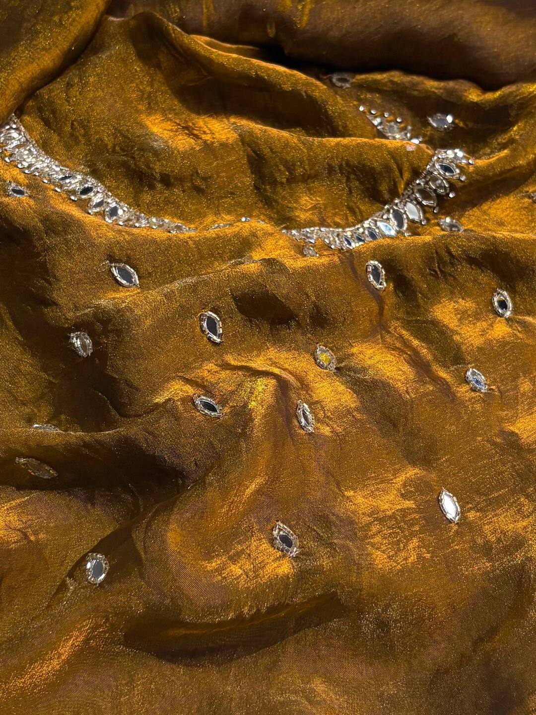 Golden Georgette Silk Saree