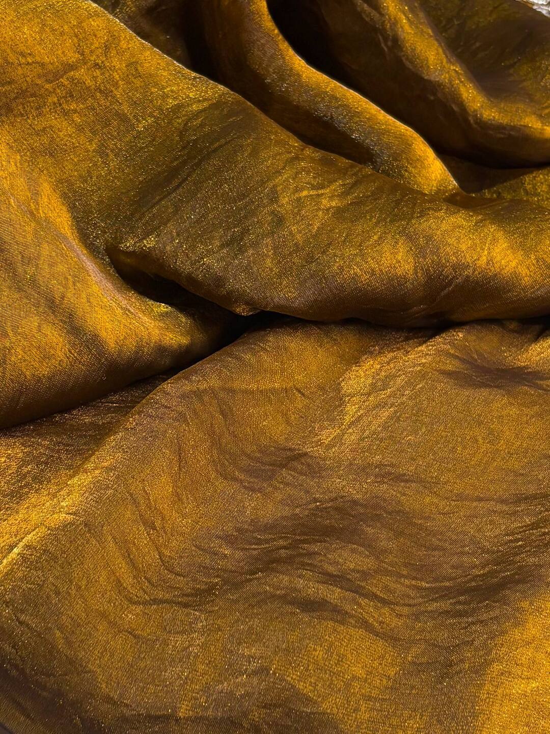 Golden Georgette Silk Saree