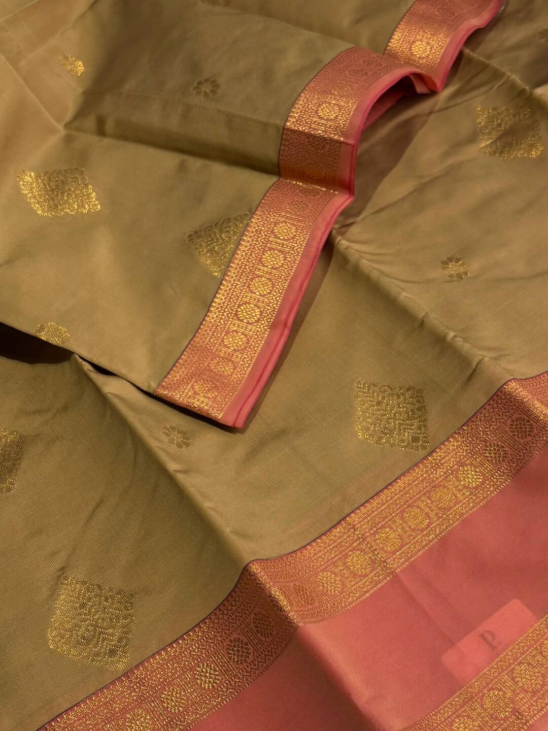 Olive Green Cotton Saree