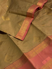 Olive Green Cotton Saree