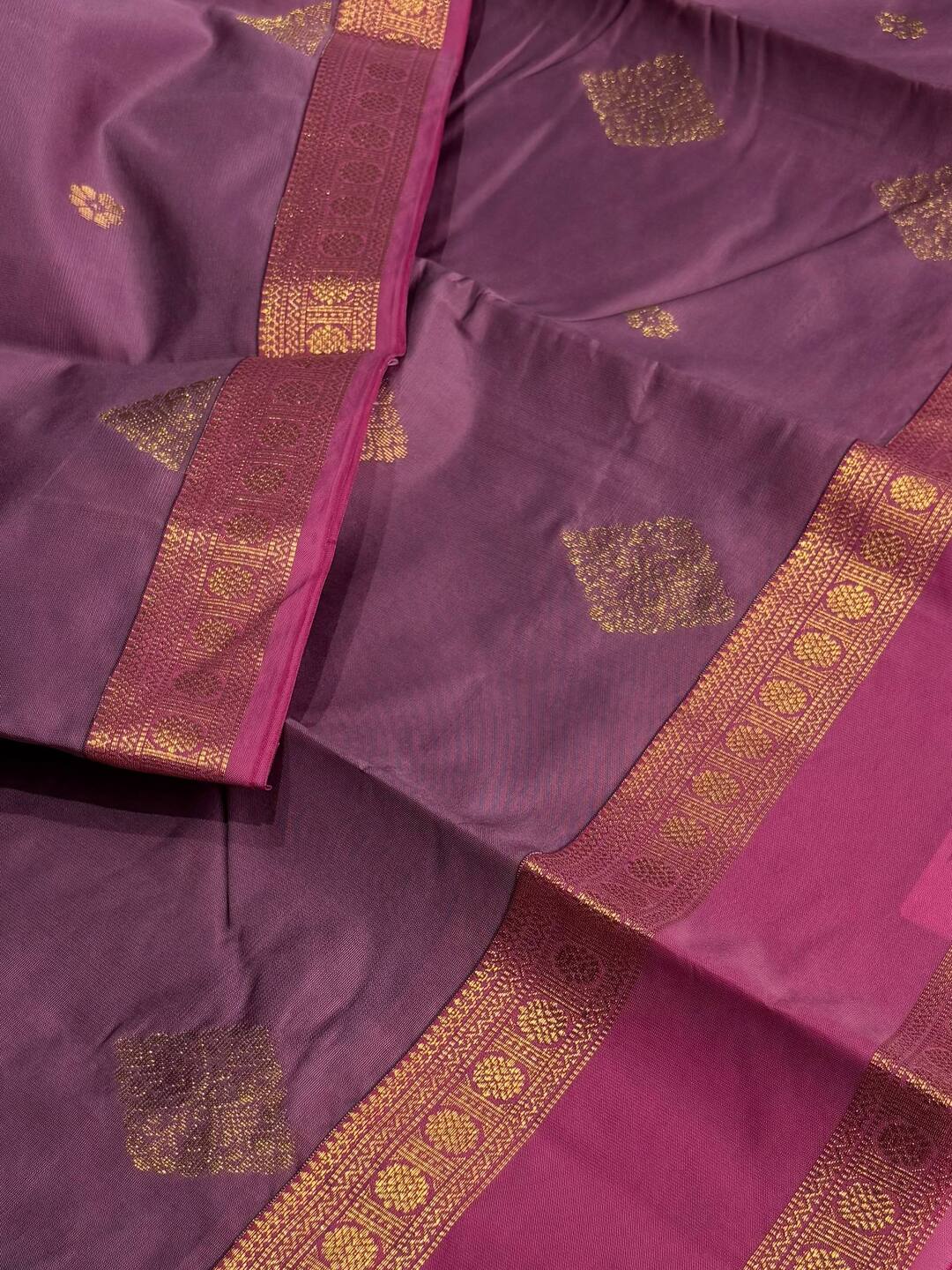 Dusty Purple Cotton Saree