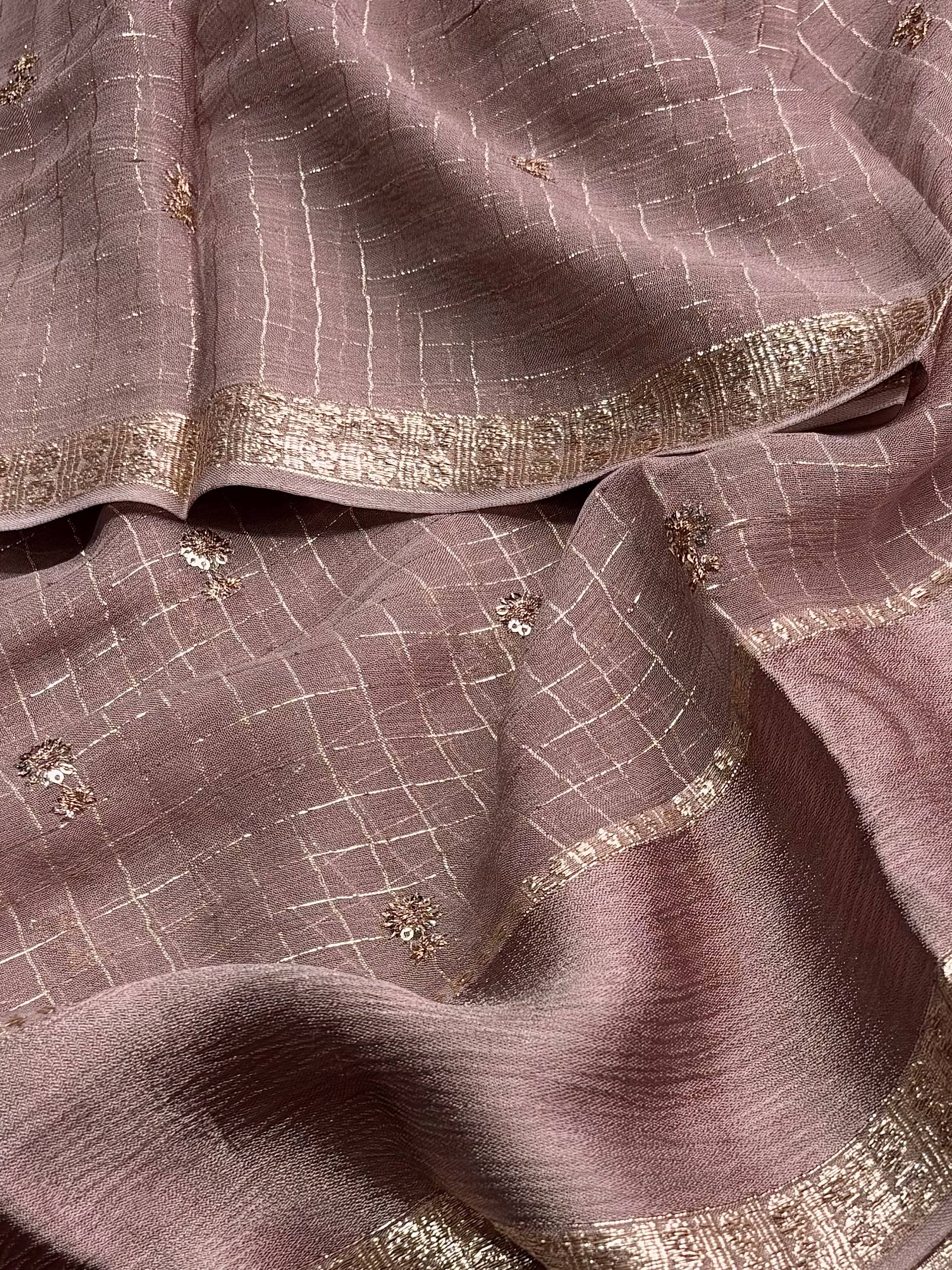 Dusty Purple Chiffon Silk Saree