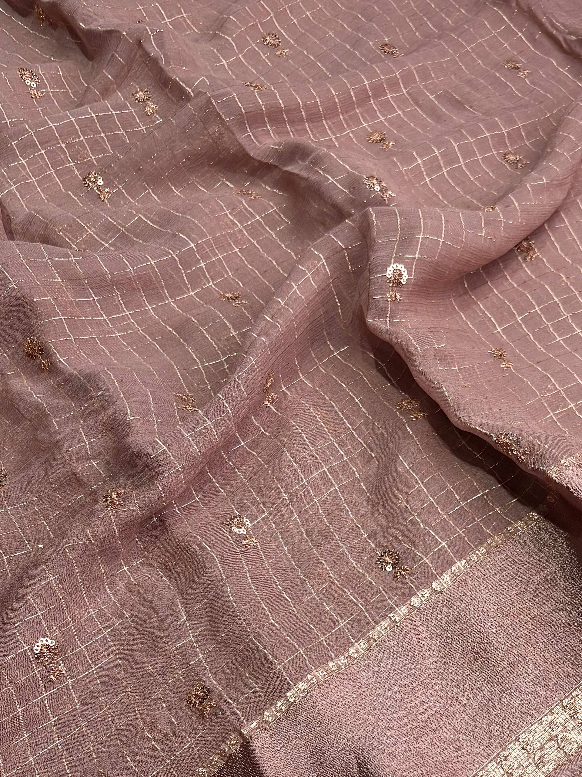 Dusty Purple Chiffon Silk Saree