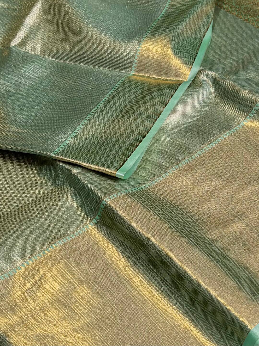 Turquoise Green Semi Kanchi Silk Saree