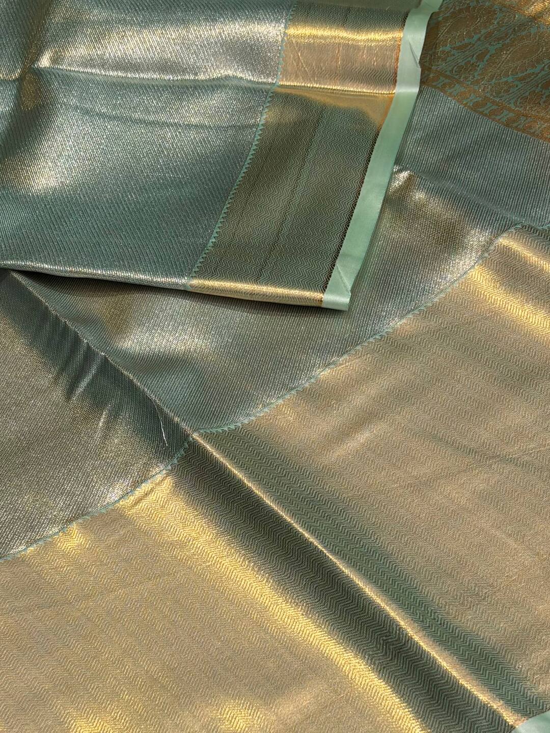 Turquoise Blue Semi Kanchi Silk Saree