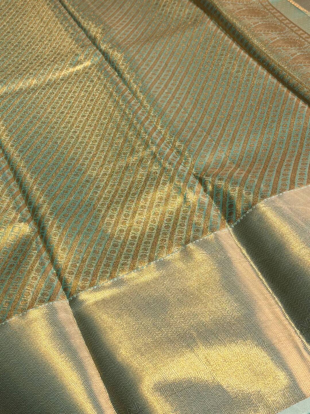 Turquoise Blue Semi Kanchi Silk Saree