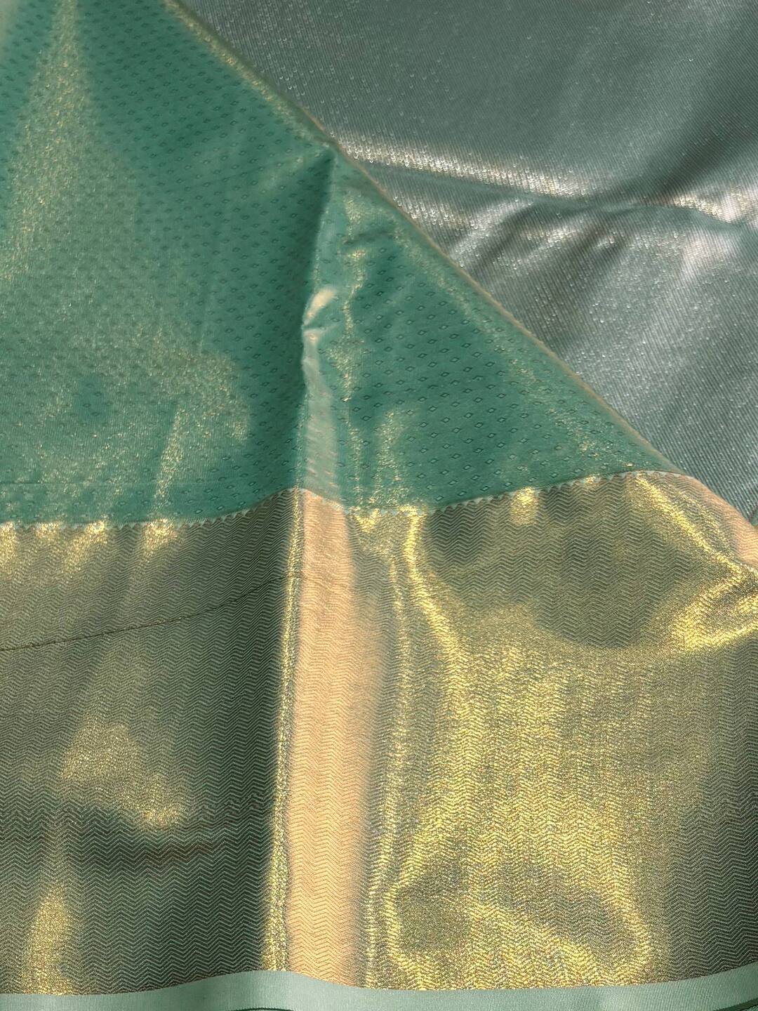 Turquoise Blue Semi Kanchi Silk Saree