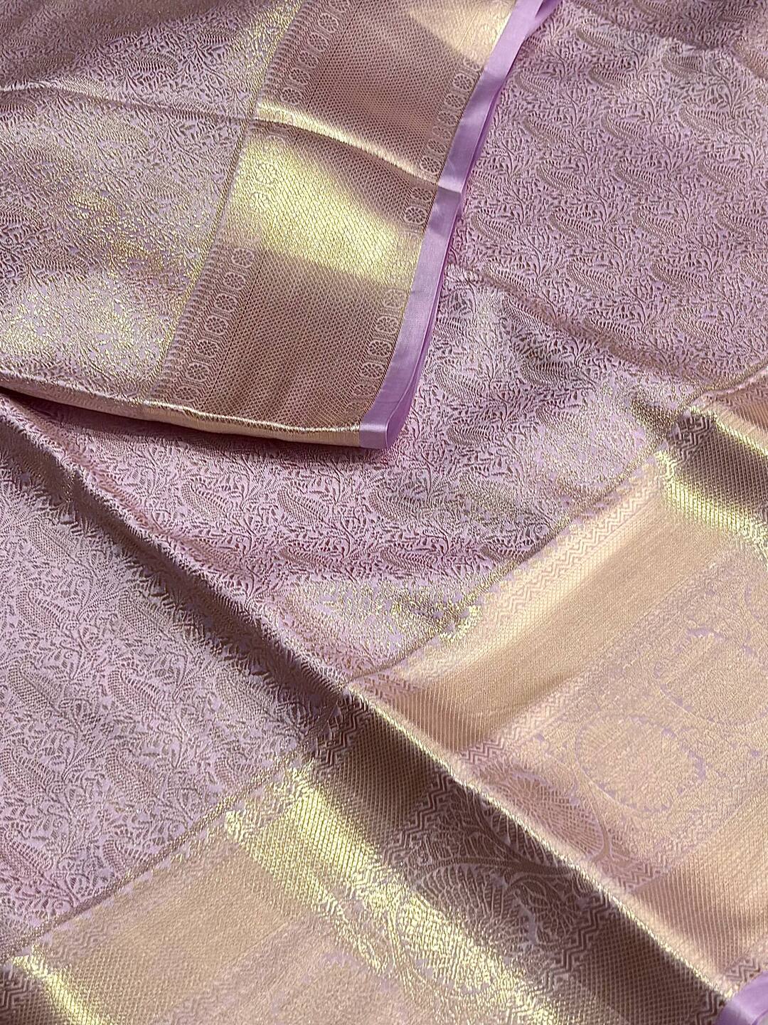 Lavender Purple Semi Kanchi Silk Saree