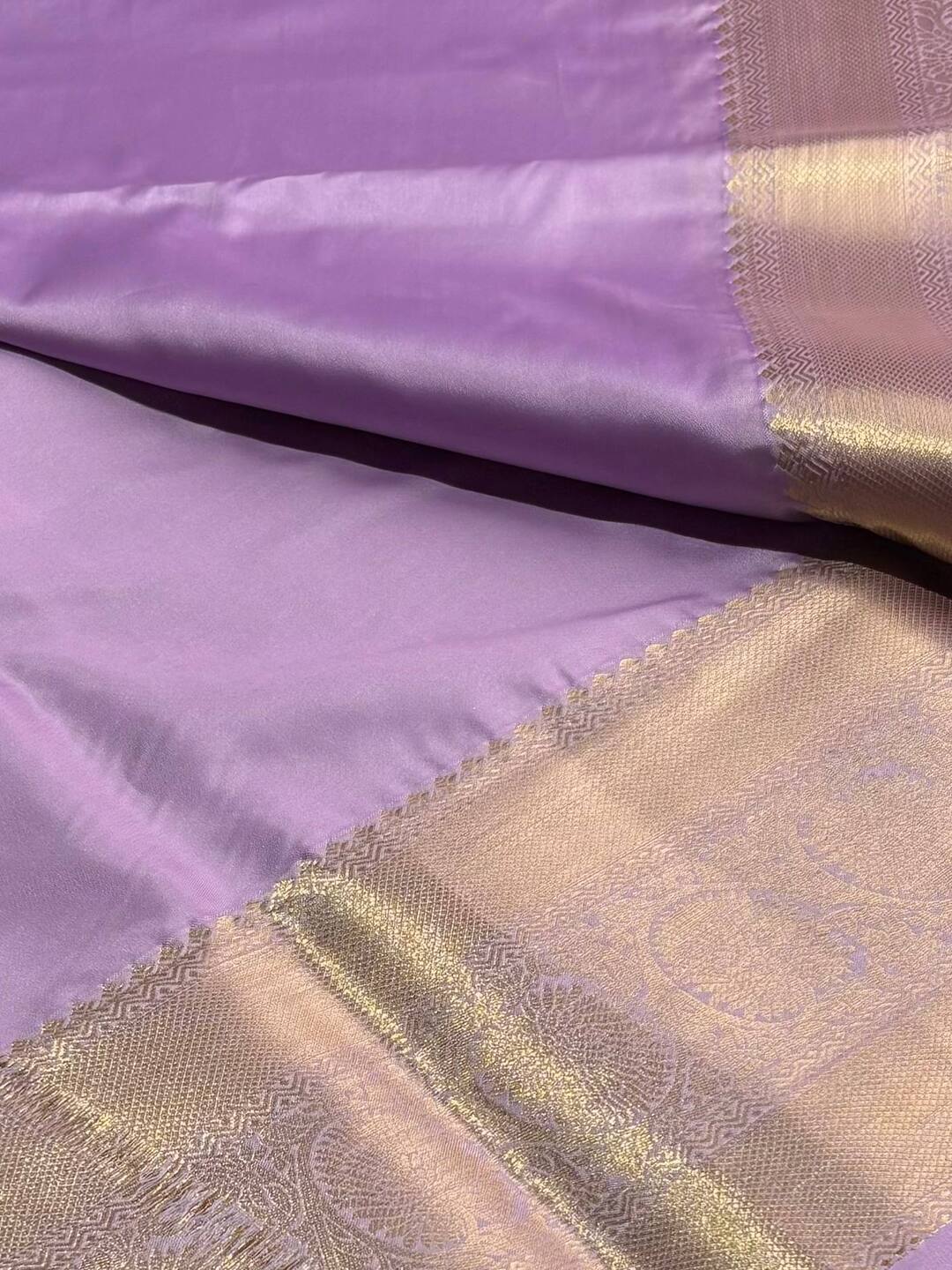 Lavender Purple Semi Kanchi Silk Saree