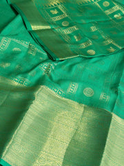 Turquoise Green Semi Kanchi Silk Saree