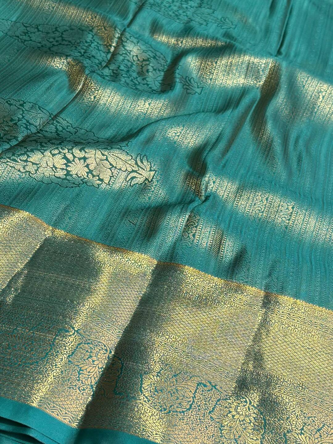 Teal Green Semi Kanchi Silk Saree