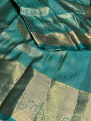 Teal Green Semi Kanchi Silk Saree