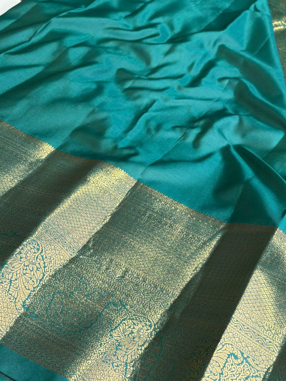 Teal Green Semi Kanchi Silk Saree