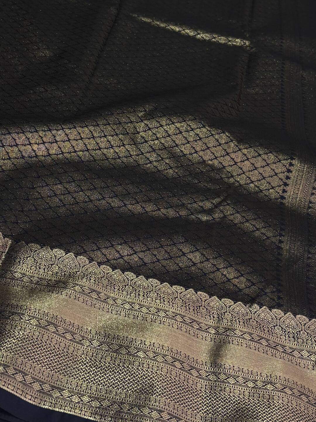 Midnight Blue Semi Kanchi Silk Saree