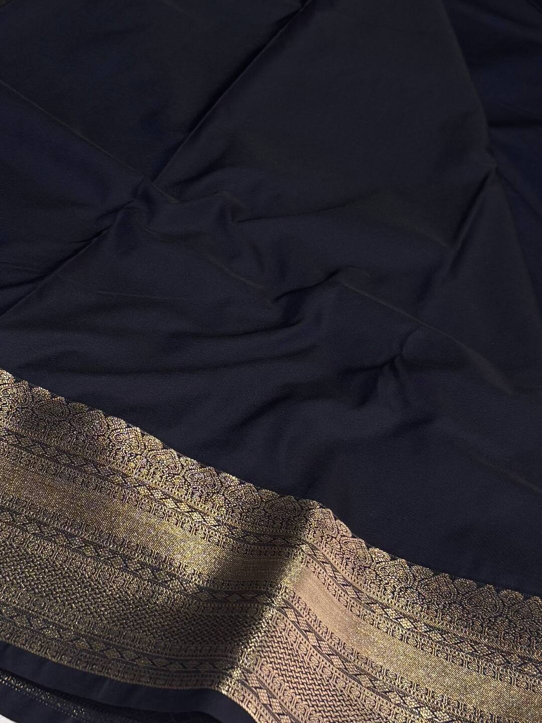 Midnight Blue Semi Kanchi Silk Saree