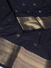 Midnight Blue Semi Kanchi Silk Saree
