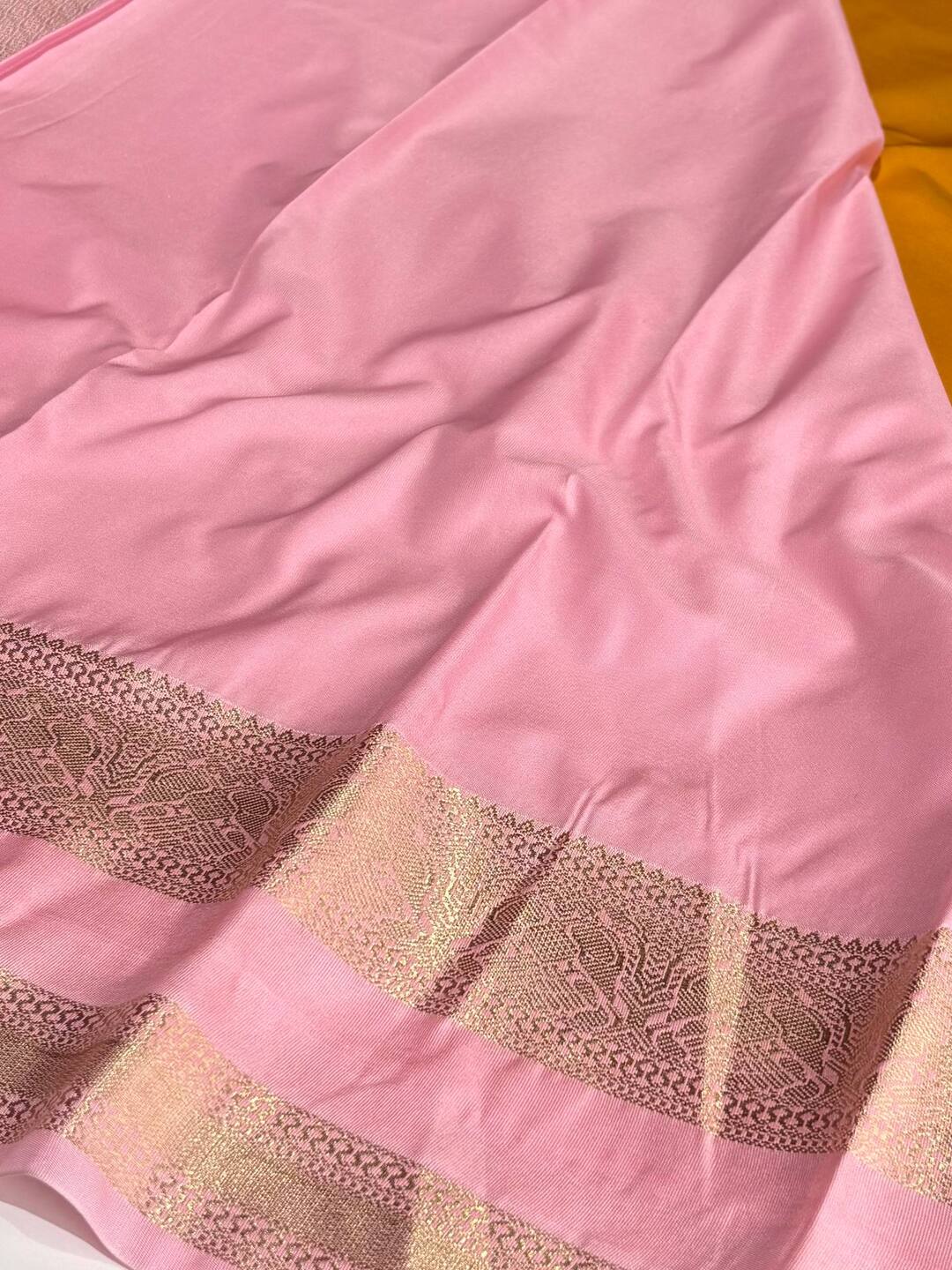 Mustard Semi Kanchi Silk Saree