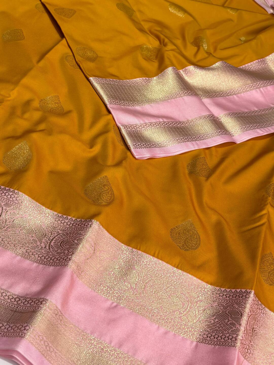 Mustard Semi Kanchi Silk Saree